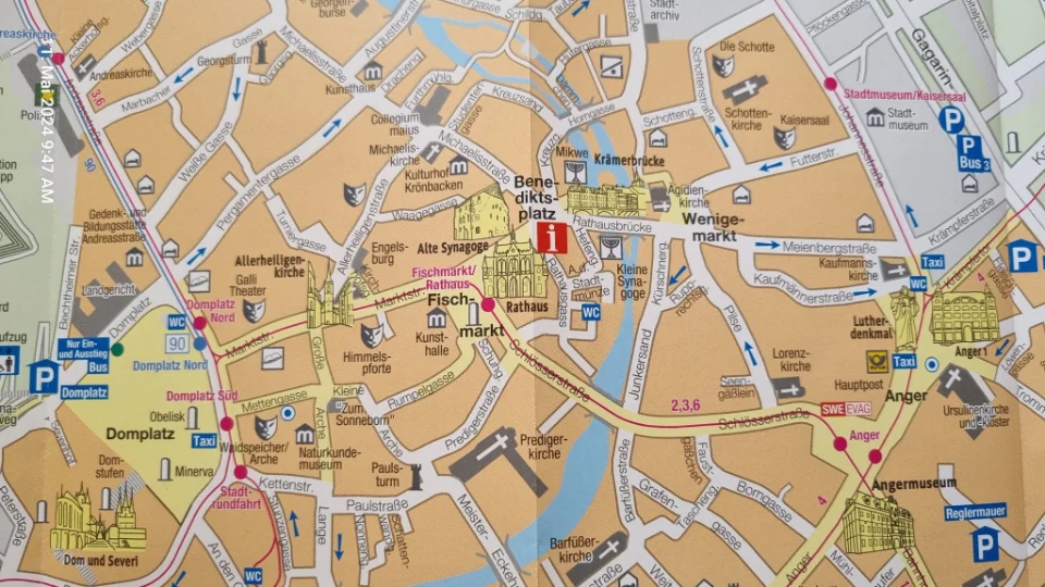 Plan der Altstadt von Erfurt