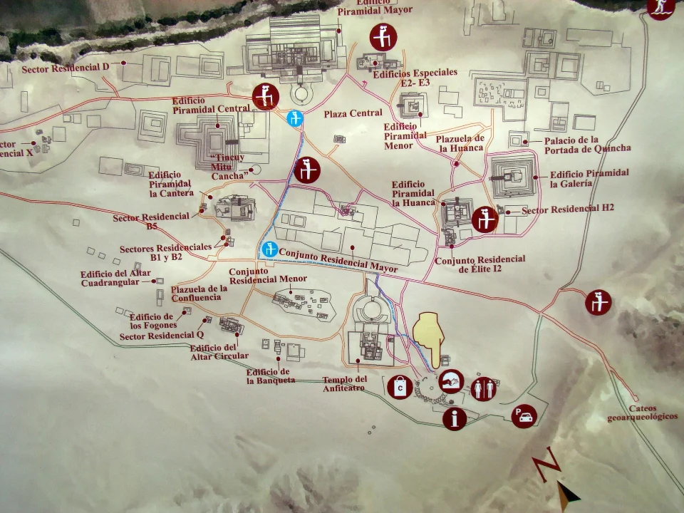 Ein Karte der archäologischen Stätte.